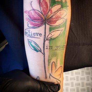 avant-garde flower sketch tattoo